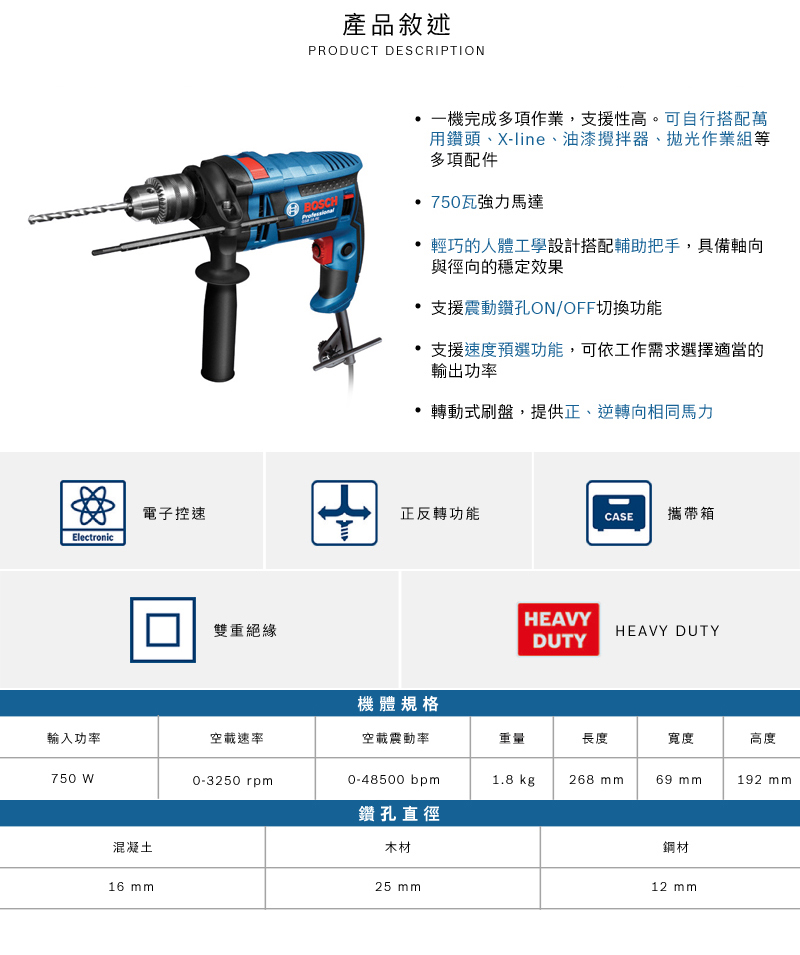 BOSCH,博世,鋰電,無刷,轉速,高效能,太千五金,五金,電動工具,省錢,震動電鑽,GSB16RE