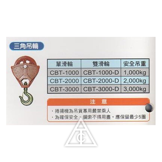 川方CBT-2000D三角滑輪(2000KG)