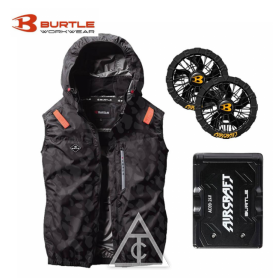 日本BURTLE 空調服2025式/無袖背心套裝組/裂紋黑 AC2064/空調服/工作服/背心