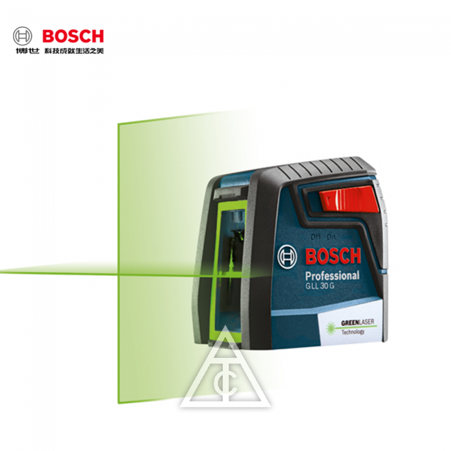 BOSCH 十字綠光雷射水平墨線儀(雙1.5V 電池)